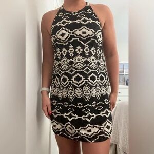 Staring At Stars Women L Black/White Crochet Lined Spaghetti Strap Sheath Dress